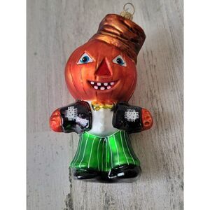Radko pumpkin pete blown glass ornament Halloween‎